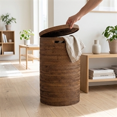 Opbevaringskurv i bambus - BALI - Mørk natur, Stor